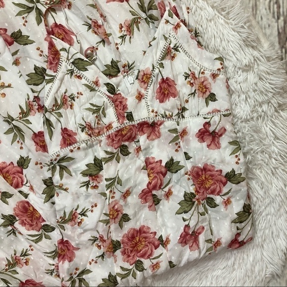 Aeo White Swiss Dot Floral Wide Leg Crop Jumpsuit - Picture 3 of 13